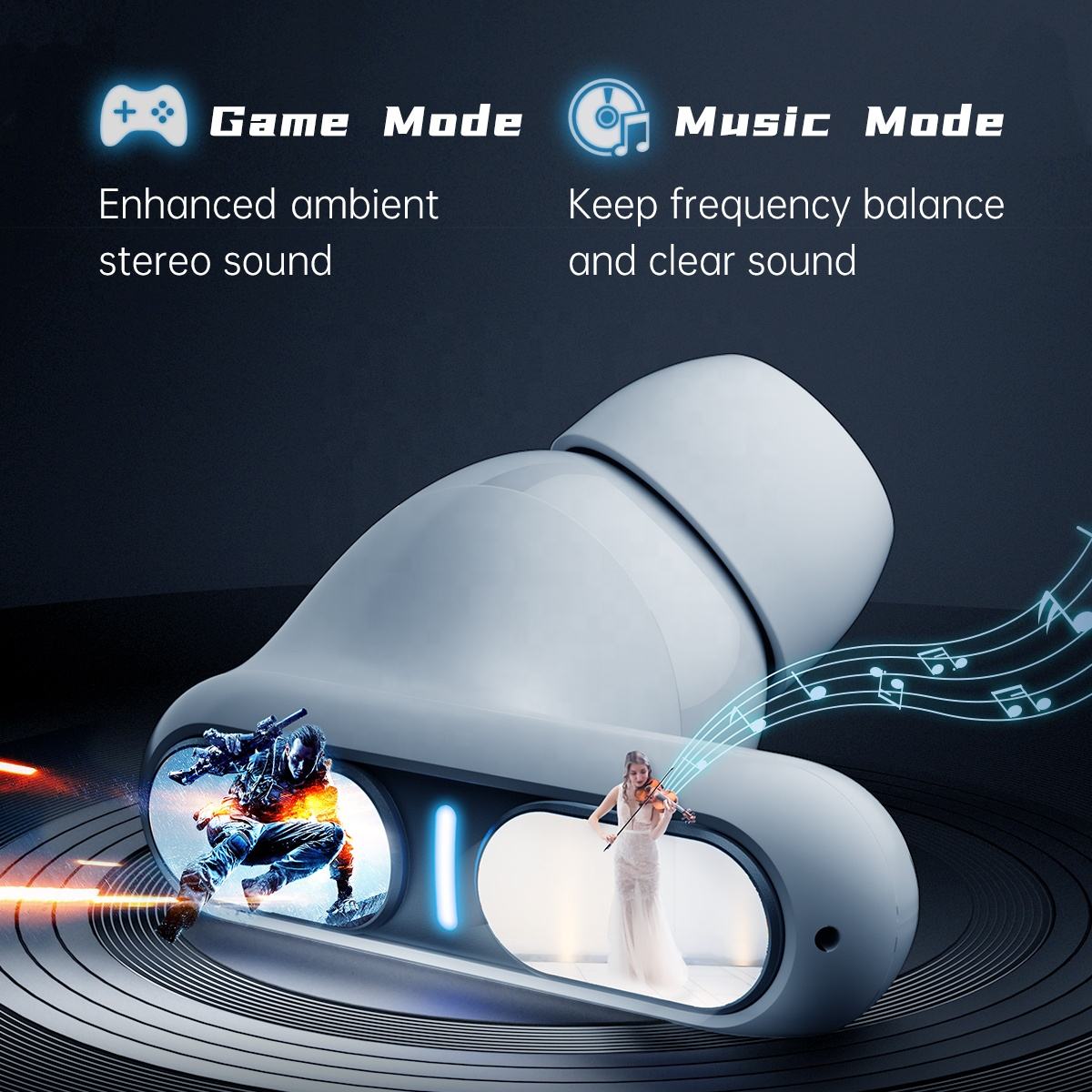 Langsdom Gaming Headset Bluetooth Earphone With Mic Bass Audio Stereo HiFi TWS True Wireless Earbuds Sports LED - view 3