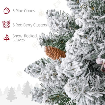 24 Christmas Front Door Wreath With Lights Flocked Christmas Wreath With Pine Cones And Berries For Windows Green - view 4