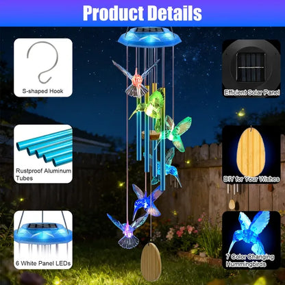 Solar Wind Chime With Aluminum Tubes 7 Color Changing Wind Chime For Outside IP44 Waterproof Outdoor Garden Yard Decor - view 5