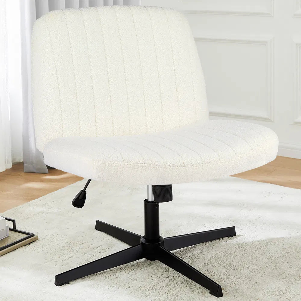 Cross Legged Office Living Room Rocking Gaming Chair Armless Wide Desk Adjustable Swivel Fabric Task Vanity Home Office - view 9