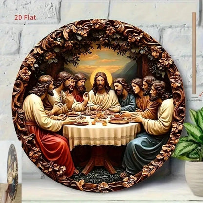 2D Flat Last Supper Wall Decor, Wall Decor, Exquisitely Carved Jesus & 12 Apostles Religious Art - view 3