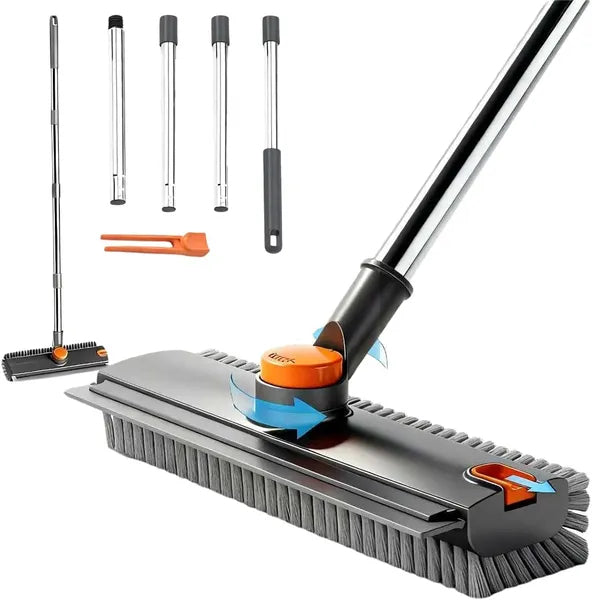 Scrub Brush With Long Handle, Floor Scrub Brush Squeegee Broom For Cleaning