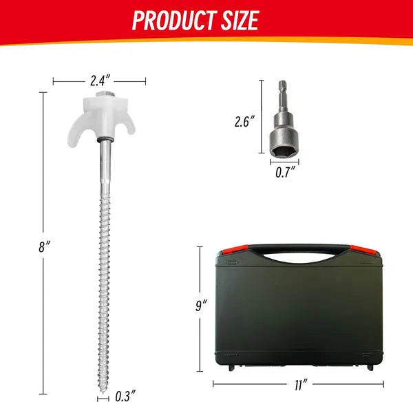 20-Pack Heavy-Duty Screw-In Tent Stakes | Glow-in-the-Dark Heads | Hex Driver & Storage Box Included - view 4