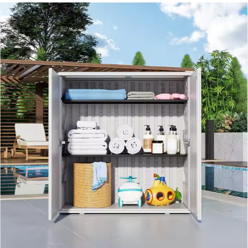 10 Cubic Feet Modern Simple Plastic Outdoor Patio School Living Room Storage Cabinet With 1 Panel - view 2