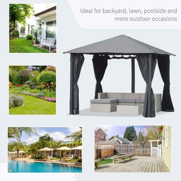10ft X 10ft Patio Gazebo-Black-AS - view 4