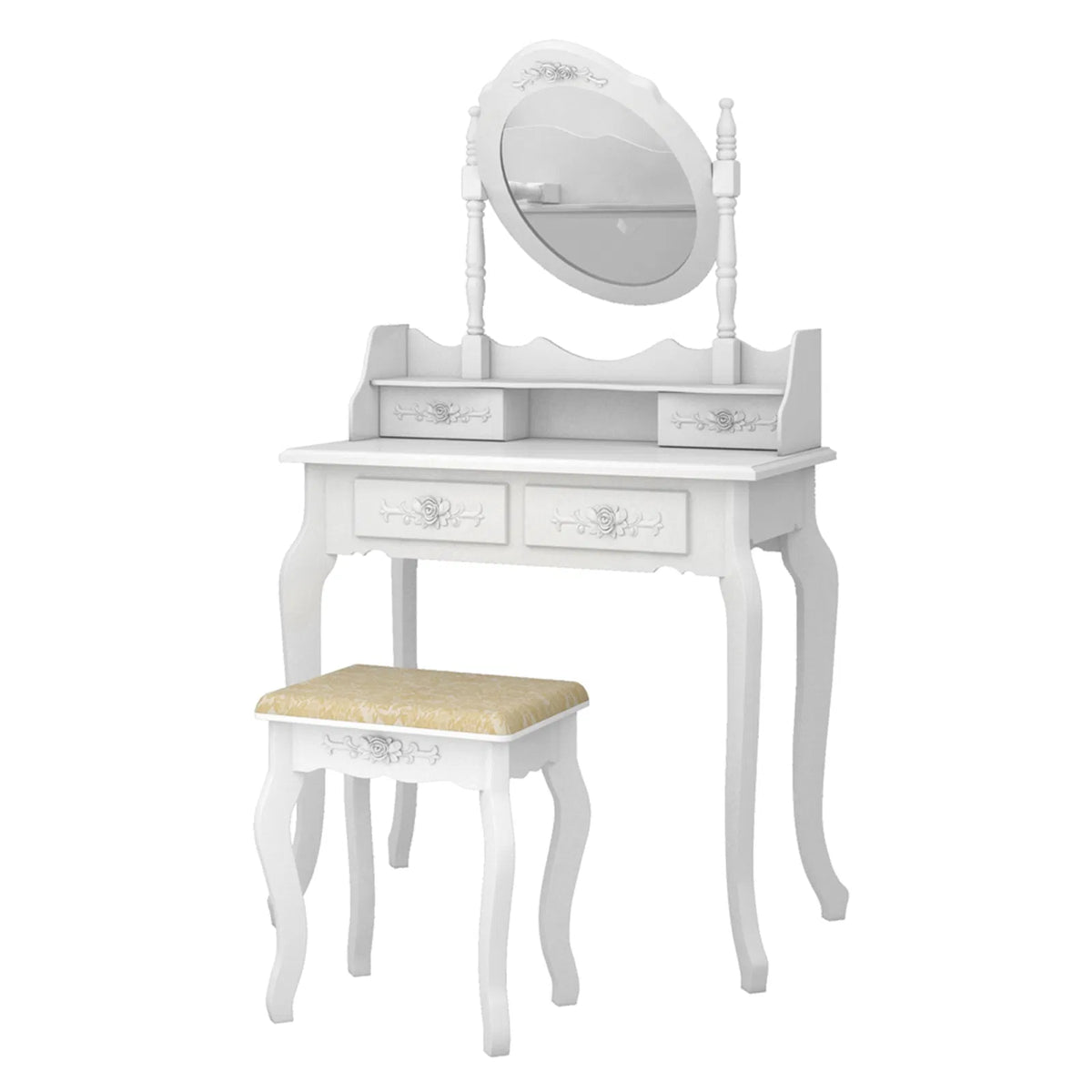 Modern Concise 4-Drawer 360-Degree Rotation Removable Mirror Dresser White =32759839 - view 8