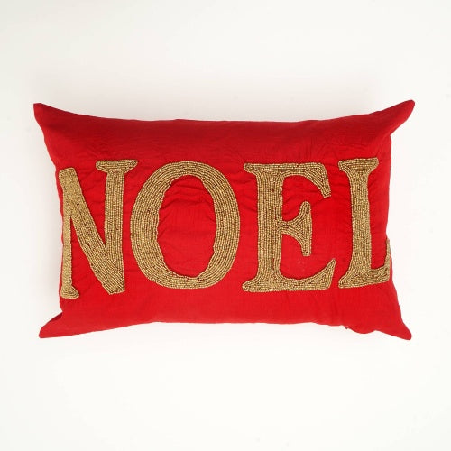 Handcrafted Red Noel Beadwork Lumber Pillow Perfect For The Season - view 2