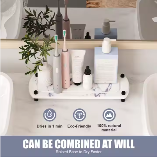 Diatomaceous Earth Sink Tray Stone Home Sink Caddy Kitchen Bathroom Instant Dry Sink Organizer - view 4