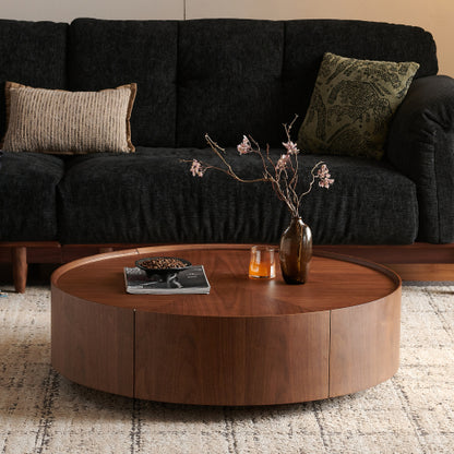 35.4-inch Coffee Tables, Circular Walnut Design, Suitable For Living Rooms, Walnut Material, Suitable For Bedrooms - view 3