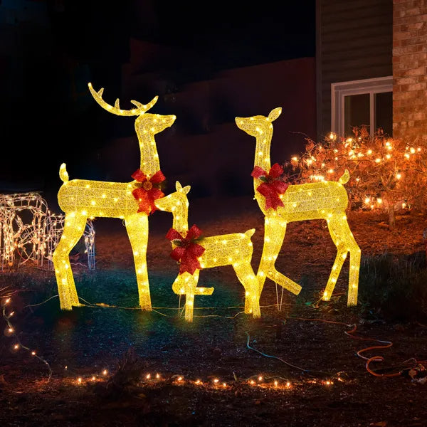 3-Piece Lighted Christmas Reindeer Family Set Outdoor Decorations, Weather Proof 2D Deer Family Set Of 3 Christmas - view 5