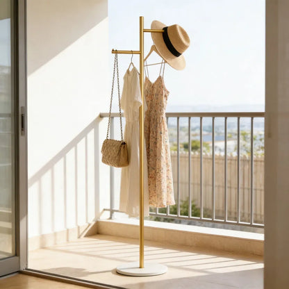 Clothing Rack, Golden Metal Freestanding Heavy Duty Clothes Rack with Marble Base - view 2