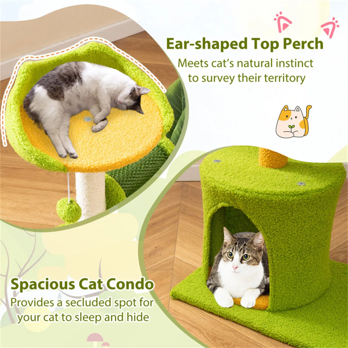 Cat Tree - 22LBS Capacity, Palm Tree Design with Self-Groomer & Scratching Posts - view 6