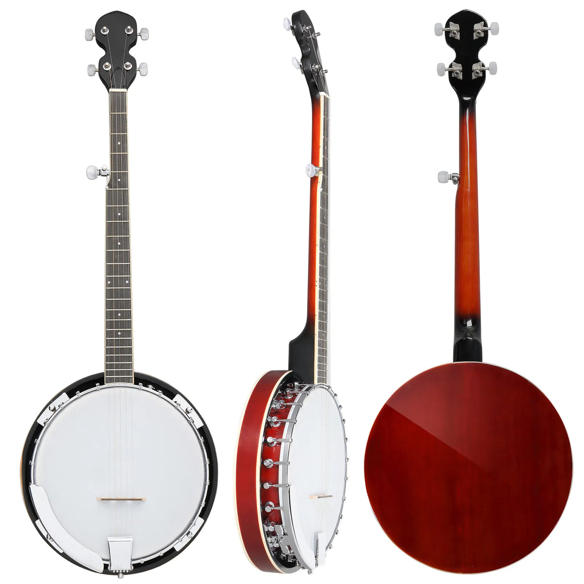 Full Size 5 String Right Handed Banjos Set with Closed Solid Sapele Back & Premium Mahogany Neck and Premium Accessories - view 6