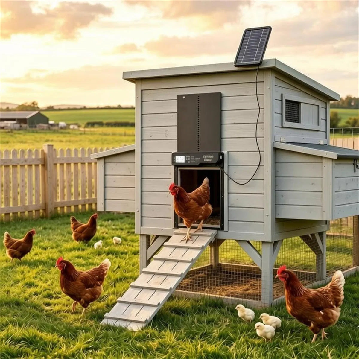Solar Powered Automatic Chicken Coop Door with 4 Control Modes Light Sensor Timer Remote Manual - view 9