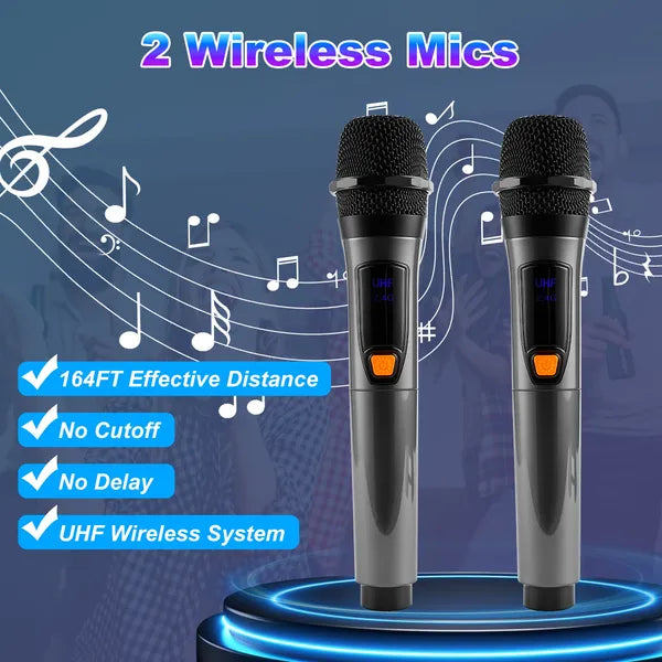 Portable Wireless Party Speaker With LED Light Wireless Mic Remote Control TWS Treble Bass Mic. Echo Music Accompany - view 8