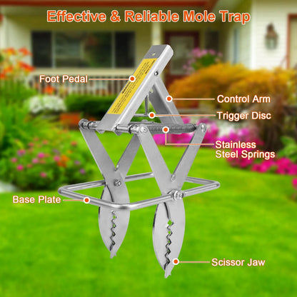2PCS Easy Setup Mole Traps Outdoor Reusable Scissor Mole Gopher Rodent Control Trap Solid Metal Material For Lawn - view 2