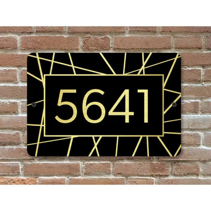 Custom House Address Sign Metal Plaque Gold Silver Numbers - view 2