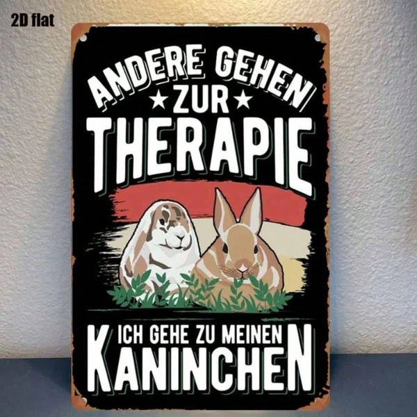 1PC Vintage Rabbit Funny German Slogan Metal Sign Rustic Wall Art Decor For Bedroom Bar Garage Indoor Outdoor Garden