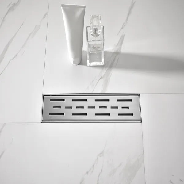 12 Inch Linear Shower Drain With Removable Brick Patterned Grate Cover - view 5