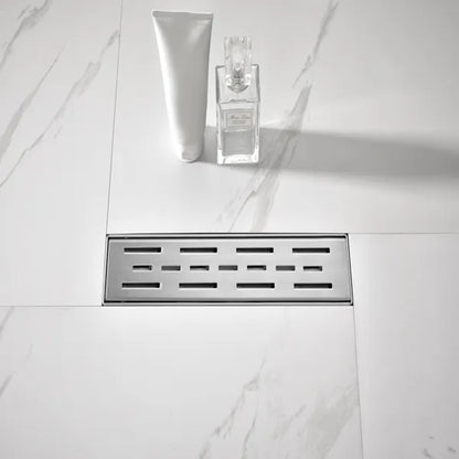 12 Inch Linear Shower Drain With Removable Brick Patterned Grate Cover - view 5
