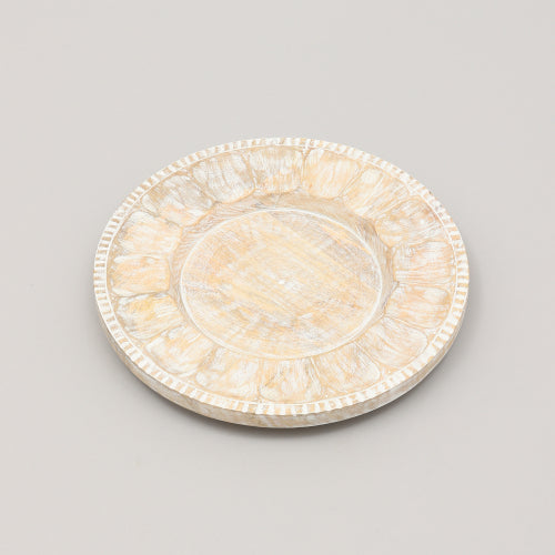 Handcrafted Wood White Charger Plate Wooden Dinning Placemat Artisan Wood Tableware - view 7
