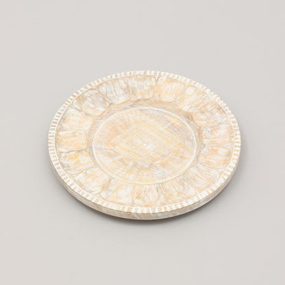 Handcrafted Wood White Charger Plate Wooden Dinning Placemat Artisan Wood Tableware - view 7