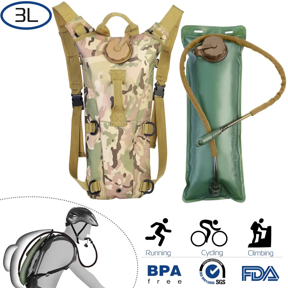 Tactical Hydration Pack 3L Water Bladder Adjustable Water Drink Backpack - view 5