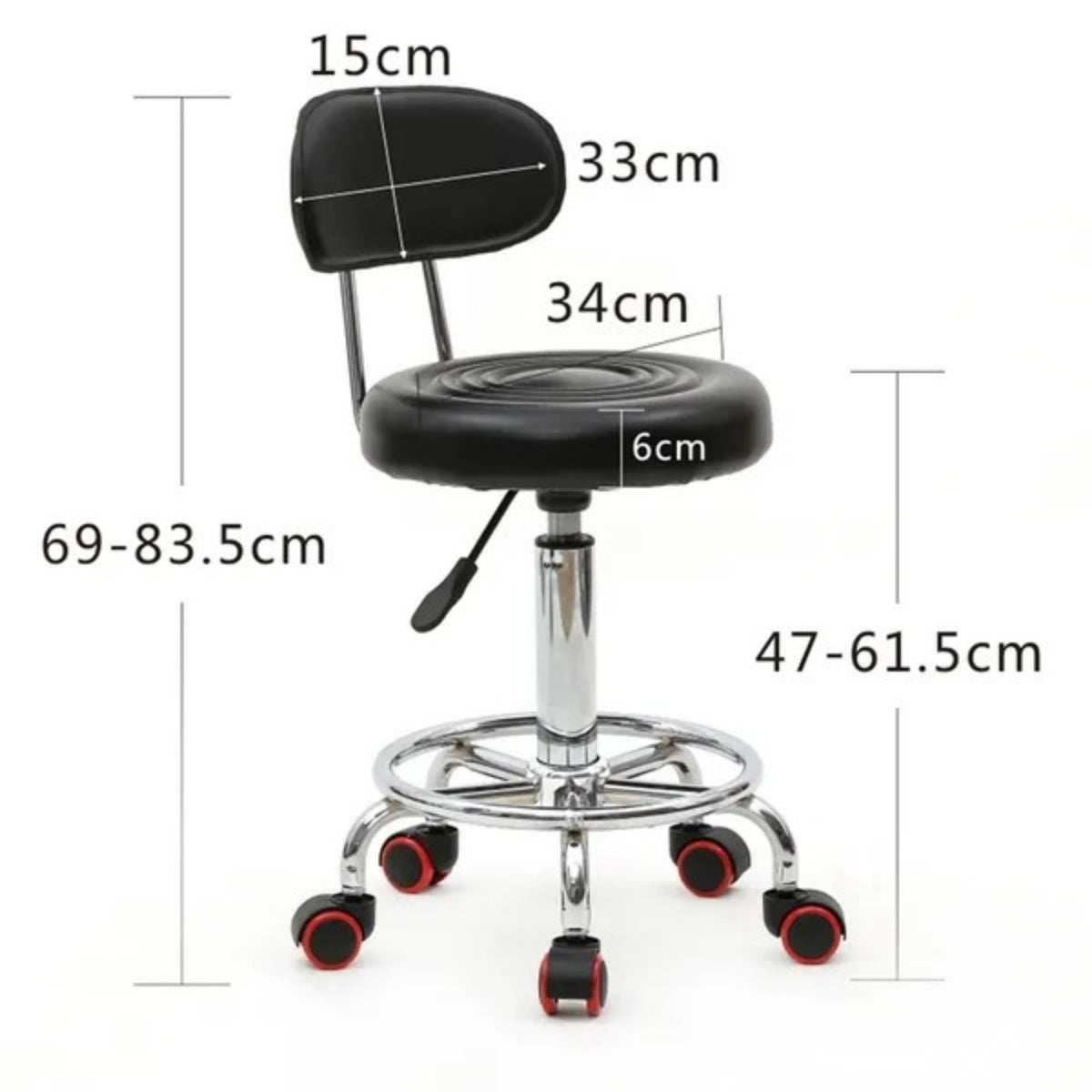 Round Shape Adjustable Salon Stool With Back And Line Black XH - view 2