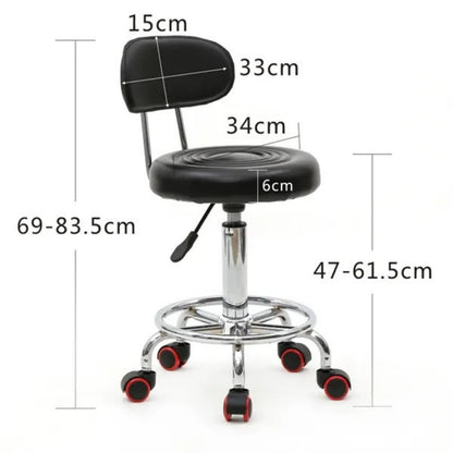 Round Shape Adjustable Salon Stool With Back And Line Black XH - view 2