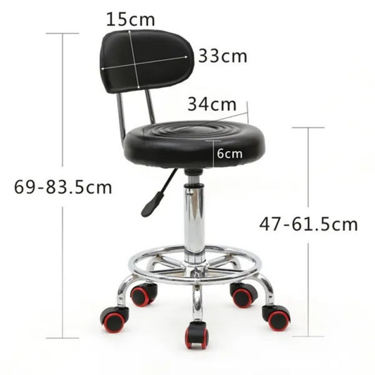 Round Shape Adjustable Salon Stool With Back And Line Black XH - view 2