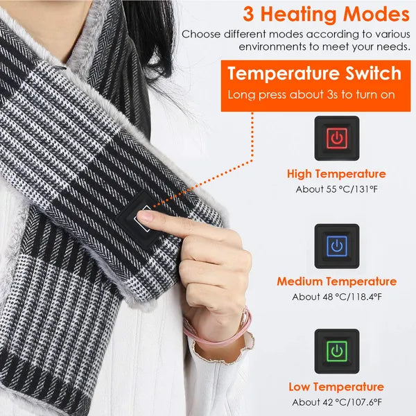 Electric Heated Scarf USB Heating Neck Wrap Unisex Winter Heated Neck Shawl For Festival Gift - view 4