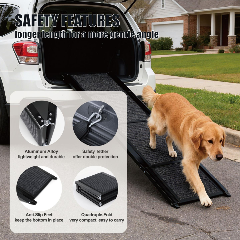 Dog Ramp For Car 65inchX17.2inch Large Folding Pet Stair Ramps For Truck, SUV, With Non-Slip Surface, Up To 250LBS - view 2