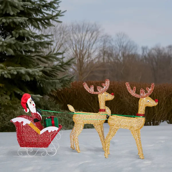 Lighted Reindeer Pulling Sleigh Christmas Decorations, Pre-lit Holiday Decor With270Warm White LEDfor Xmas Outdoor - view 6