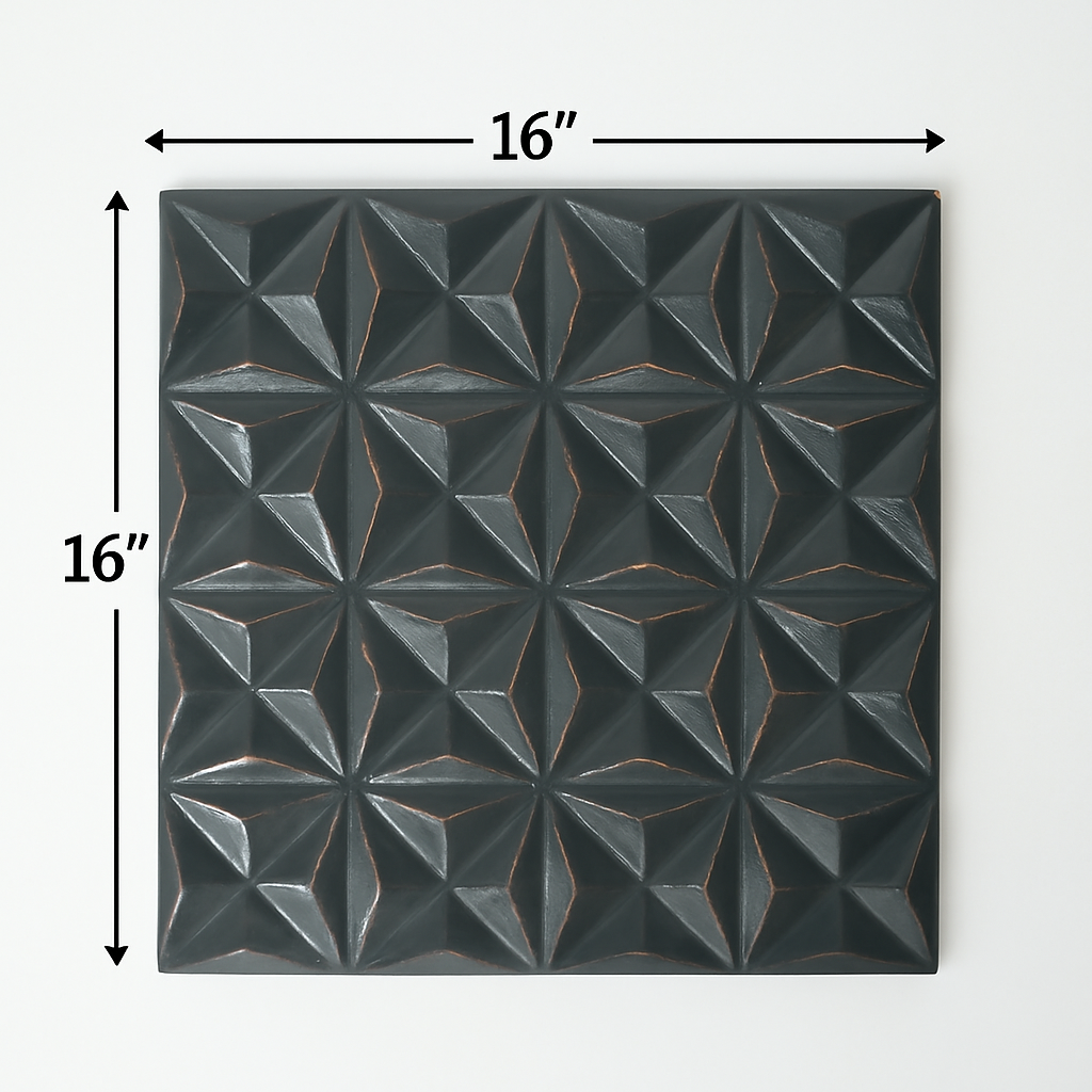 Black Square Shape Handcrafted MDF Wall Decor 16inchx16inch Elegant Home Accent - view 3