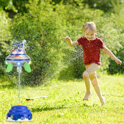 UFO Water Sprinkler Outdoor Summer Rocket Toy With Colorful LED Lights 360° Spinning 1.64FT To 6.56FT Adjustable Height - view 4
