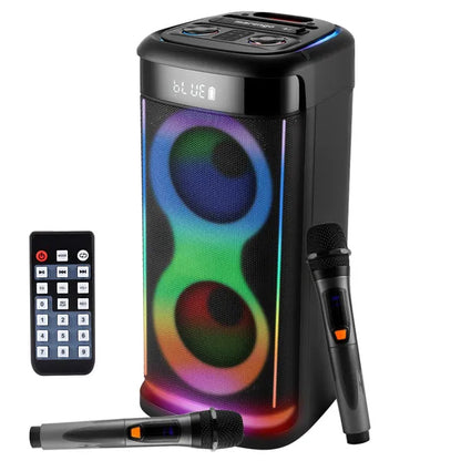 Portable Wireless Party Speaker With LED Light Wireless Mic Remote Control TWS Treble Bass Mic. Echo Music Accompany - view 4