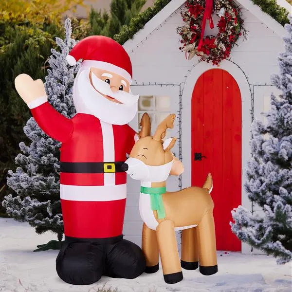 6.3FT Lighted Christmas Inflatable Decoration, Inflatable Santa And Reindeer - view 2