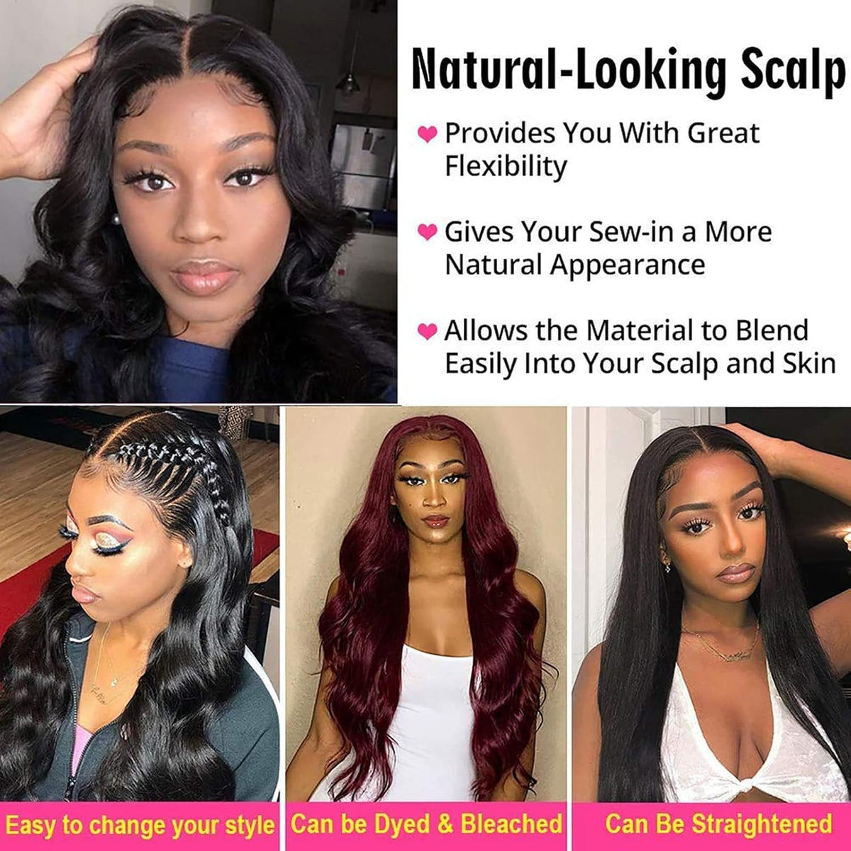 4x4 Lace Human Hair Wig Body Wave Natural Color Density - view 3