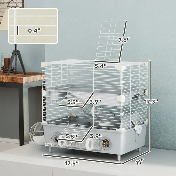 2-Tier Hamster Cage With Sand Bathroom, Running Wheel, Water Bottle - view 5