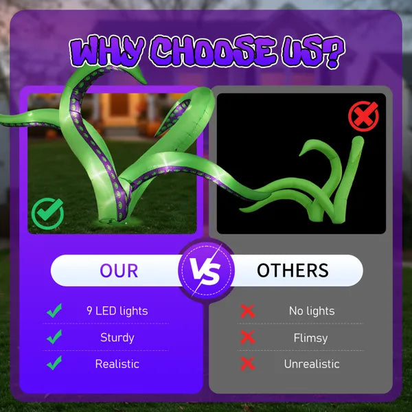 2 Pack Halloween Inflatable Octopus Tentacles Outdoor Decorations, Blow Up Hanging Decoration With Built-in LED Lights - view 4