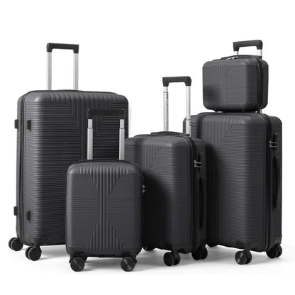 Non-TSA Customs Lock 5-in-1 PP Trolley Case, 12in, 16in, 20in, 24in, 28in, PP, Dark Gray