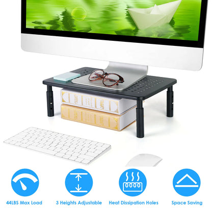 Adjustable Monitor Riser Stand, 3Level Height Adjustable Metal Monitor Stand with Ventilated Mesh Platform - view 3