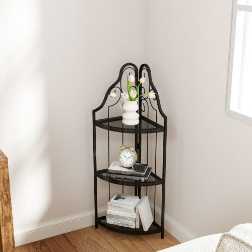 3-Tier Corner Open Shelf,Bookcase Freestanding Shelving Unit - view 2