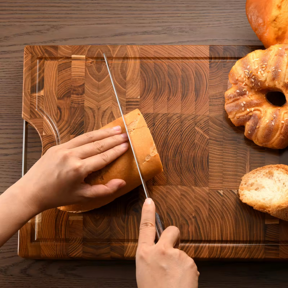 10-Inch Luxury Mirror Polished Carbon Steel Kitchen Bread Knife With Wooden Handle - view 3