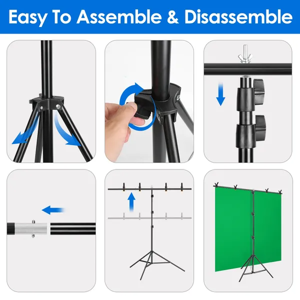 6.5x8.5FT T Shape Photo Video Backdrop Stand Heavy Duty Background Stand Adjustable Photography Backdrop Stand With - view 3