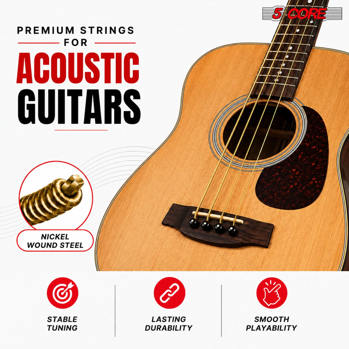 5 Core Guitar Strings 4/5/6 String Set for Acoustic Electric Bass Ukulele - view 3