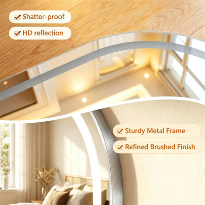 32x20" Oval LED Backlit Bathroom Mirror, 3 Color Temperatures Stepless Dimmable Vanity Mirror - view 10