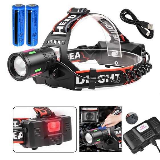 LED Headlamp USB Rechargeable Head Torch Zoom Headlight Lamp Super Bright Flashlight Work Light 3 Modes With Li-ion