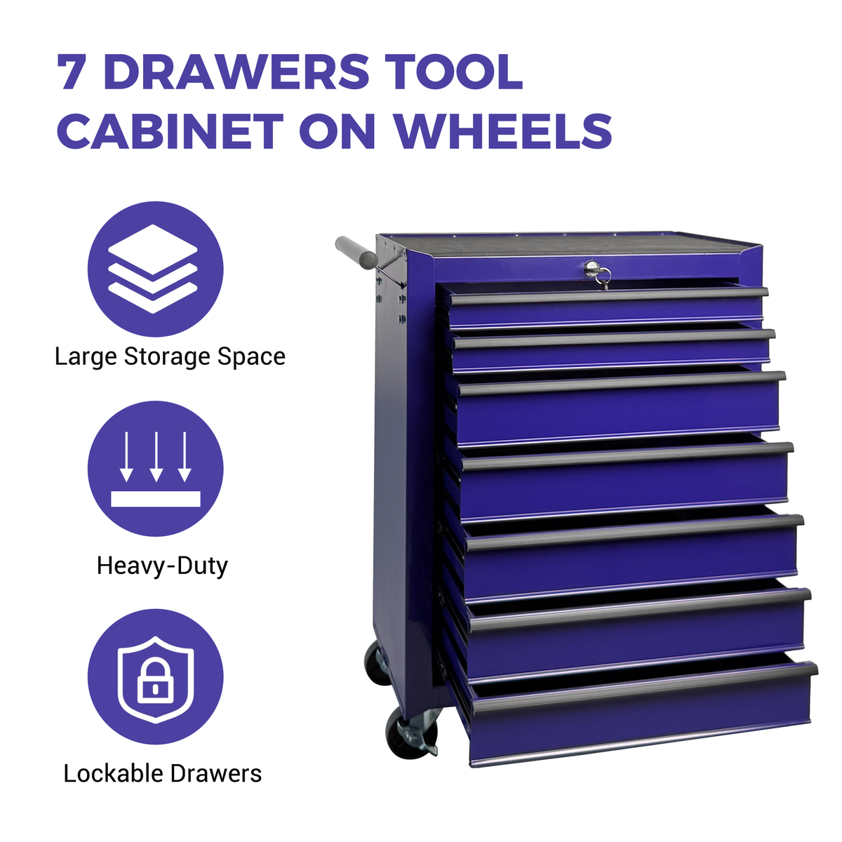 Rolling Metal Tool Chest With 7 Drawers, 20inch 7-Drawer Tool Chest Cabinet With Ball Bearing Drawer Slides - view 9