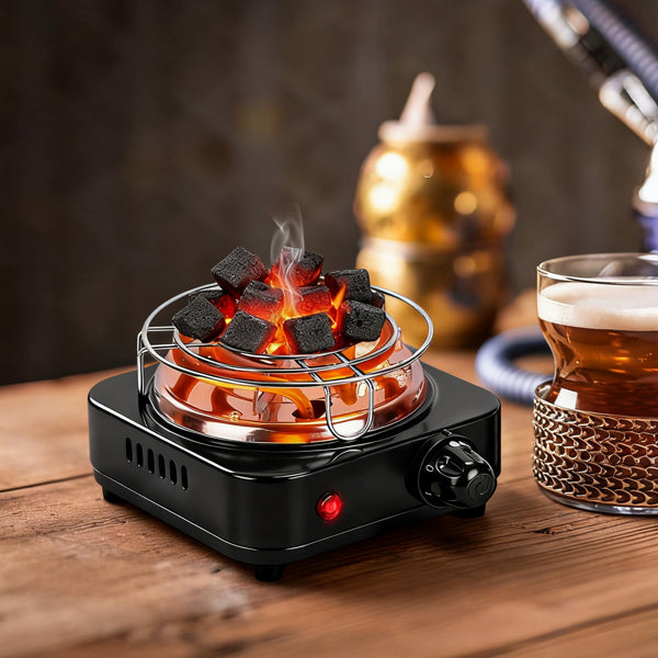 Electric Charcoal Burner For Hookah - 500W Fast Heating, 5 Temperature Gears, Thermostat Safety & Stainless Steel Coil